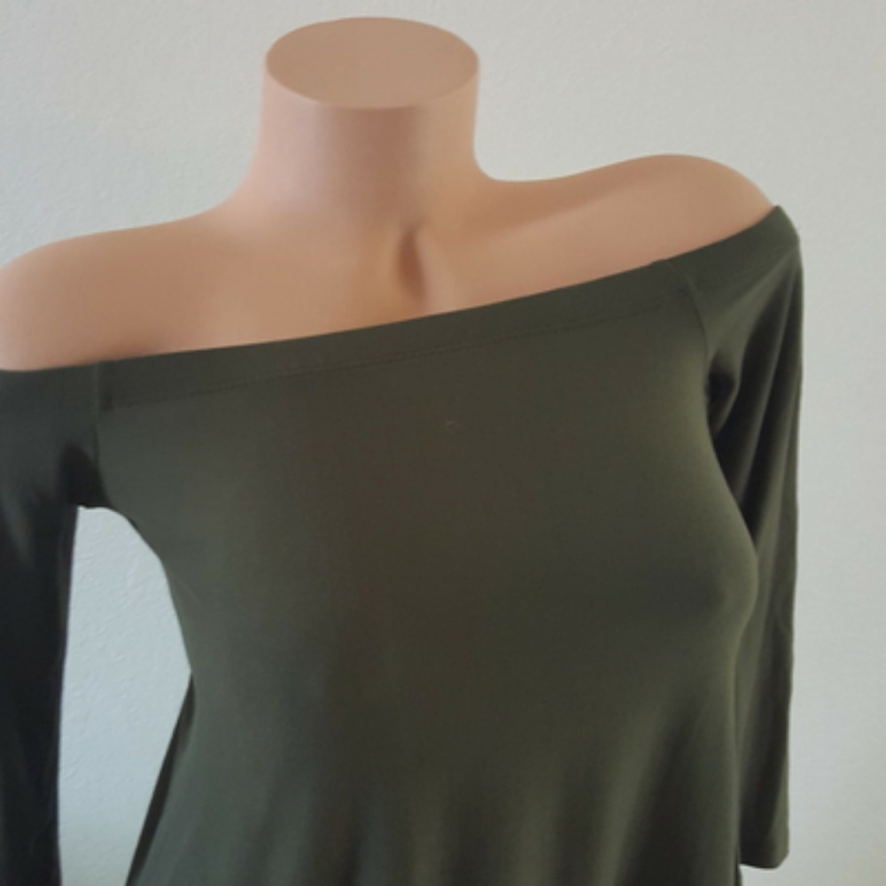 Off The Shoulder Dress Olive - Picture 3 of 5
